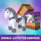 PonyCycle Model Y® Ride-On Unicorn, Grey - Rideable Toy for Kids Age 3-4, Mechanical Walking Unicorn Ride-On Toy