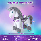 PonyCycle Model Y® Ride-On Unicorn, Grey - Rideable Toy for Kids Age 3-4, Mechanical Walking Unicorn Ride-On Toy