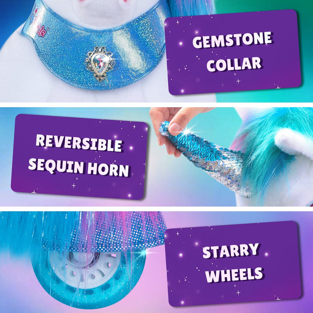 PonyCycle Model Y® Ride-On Unicorn, Rainbow - Rideable Toy for Kids Age 3-4, Mechanical Walking Unicorn Ride-On Toy