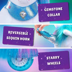 PonyCycle Model Y® Ride-On Unicorn, Rainbow - Rideable Toy for Kids Age 3-4, Mechanical Walking Unicorn Ride-On Toy