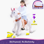 PonyCycle Model U® White Large Ride-On Unicorn for Kids Age 7+, Mechanical Walking Pony Toy