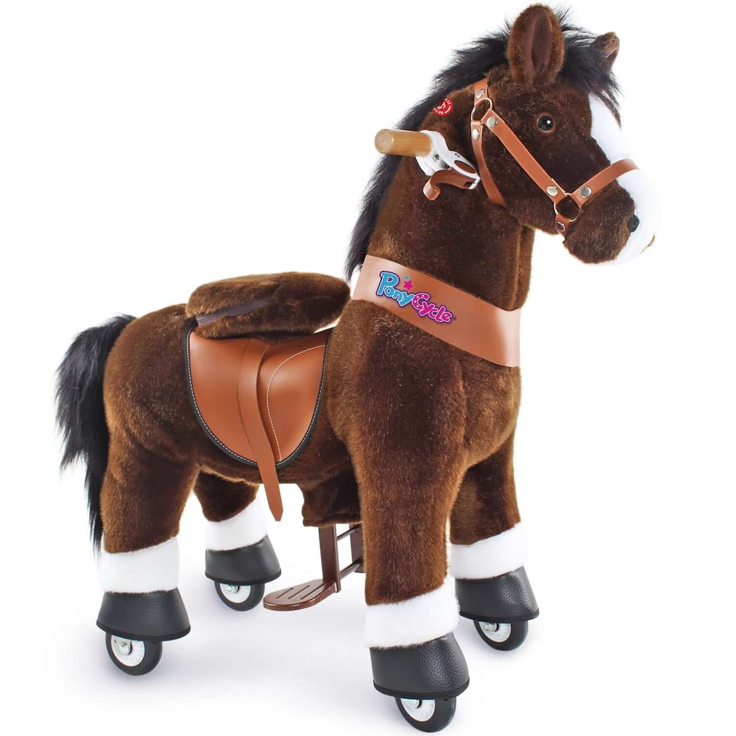 PonyCycle Model U® Chocolate Ride-On for Kids Age 3-4, Mechanical Walking Pony Toy Dark Brown