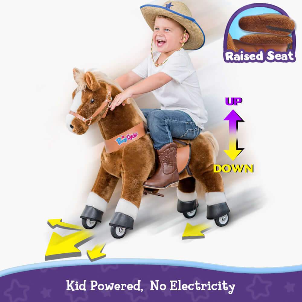 PonyCycle Model U® Brown Ride-On for Kids Age 3-4, Mechanical Walking Pony Toy