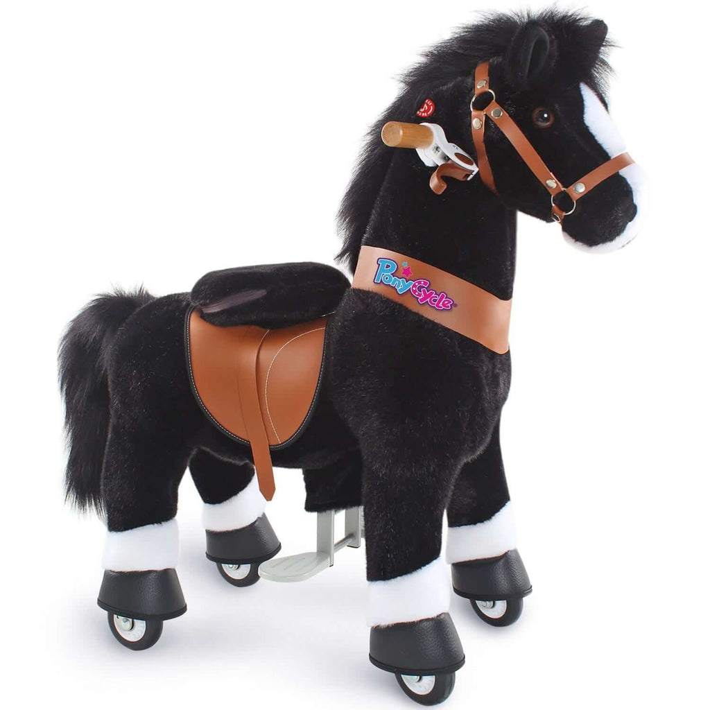 PonyCycle Model U® Black Ride-On for Kids Age 4-7, Mechanical Walking Pony Toy