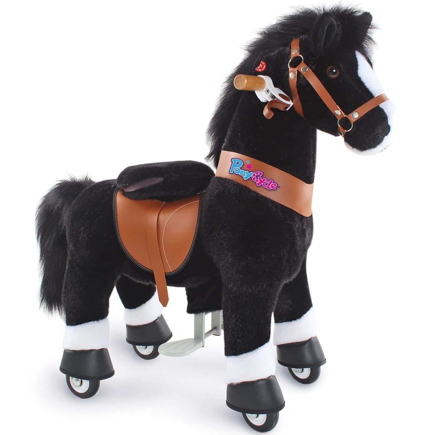PonyCycle Model U® Black Ride-On for Kids Age 3-4, Mechanical Walking Pony Toy