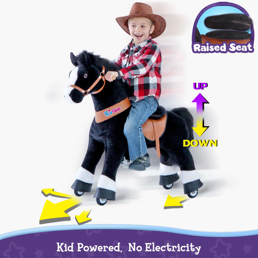 PonyCycle Model U® Black Ride-On for Kids Age 3-4, Mechanical Walking Pony Toy