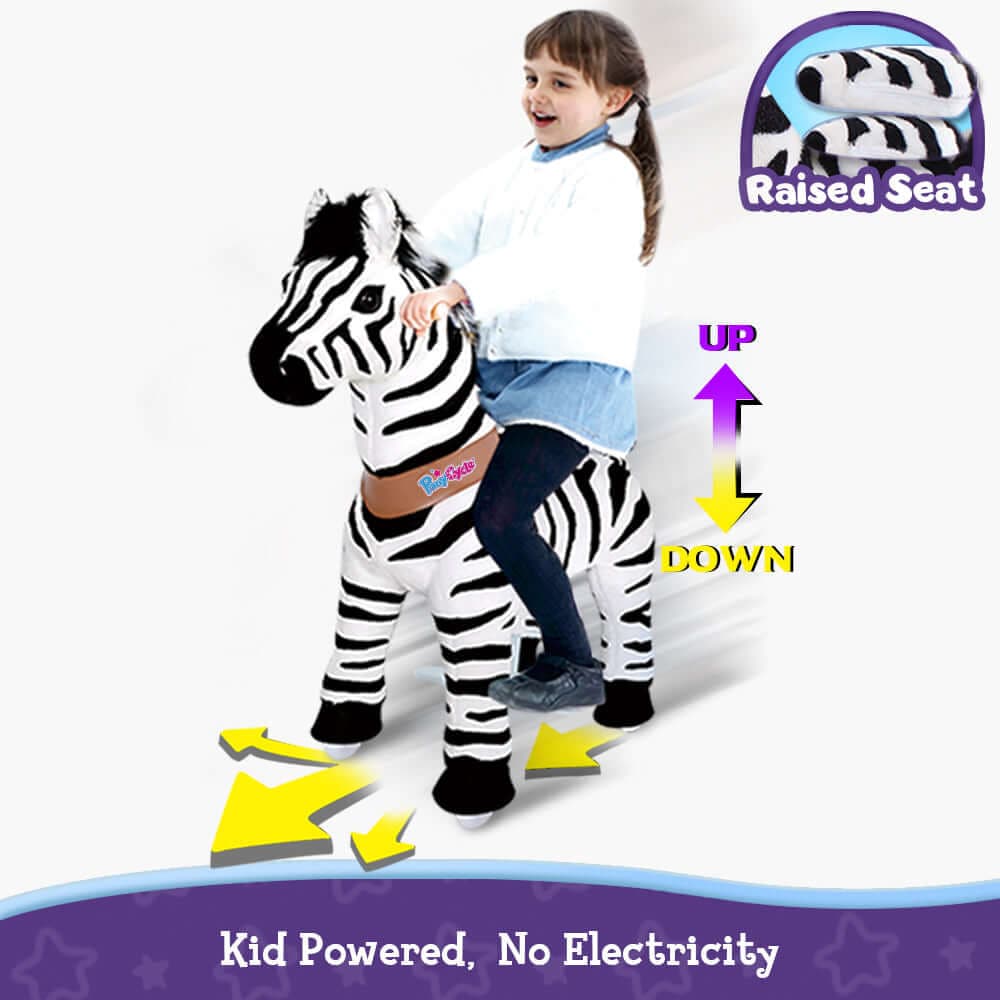 PonyCycle Model U® Zebra Ride-On for Kids Age 3-4, Mechanical Walking Pony Toy