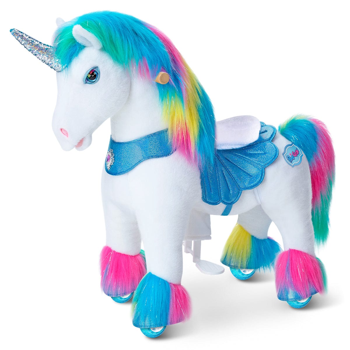 PonyCycle Model Y® Ride-On Unicorn, Rainbow - Rideable Toy for Kids Age 3-4, Mechanical Walking Unicorn Ride-On Toy