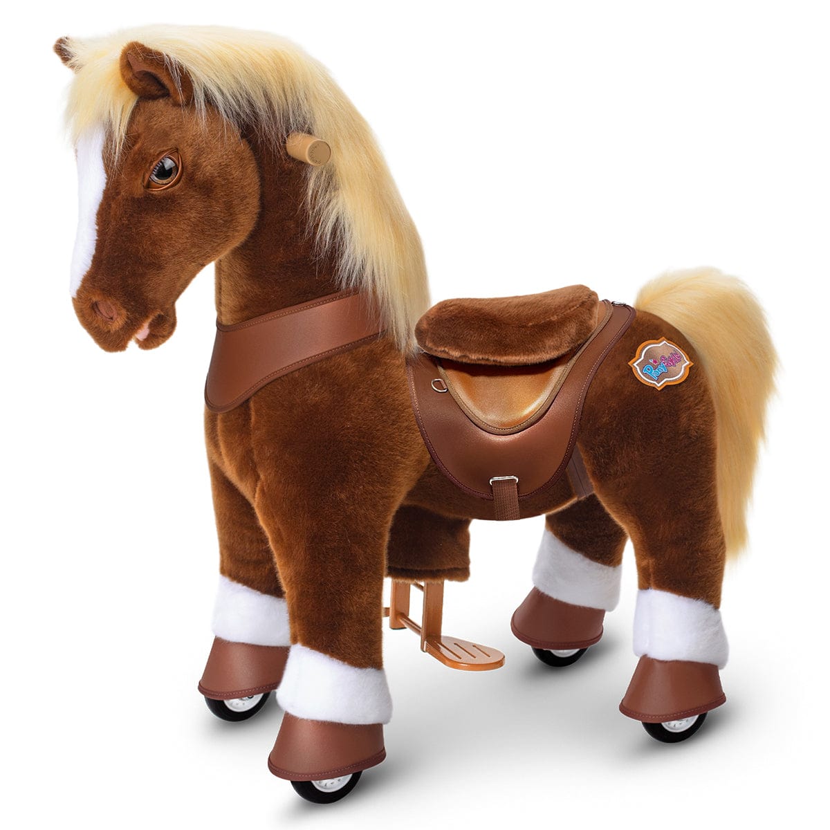PonyCycle Model Y® Ride-On Horse, Brown - Rideable Toy for Kids Age 3-4, Mechanical Walking Ride-On Toy